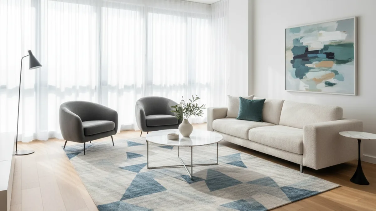 Profesyonel emlak ilan fotoğrafı örneği — aydınlık ve modern salon