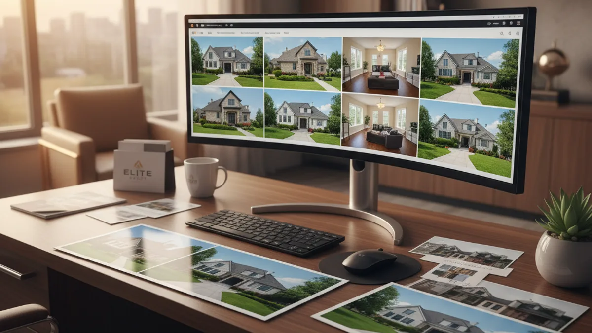 Emlak ofisinde toplu fotoğraf işleme ekranı